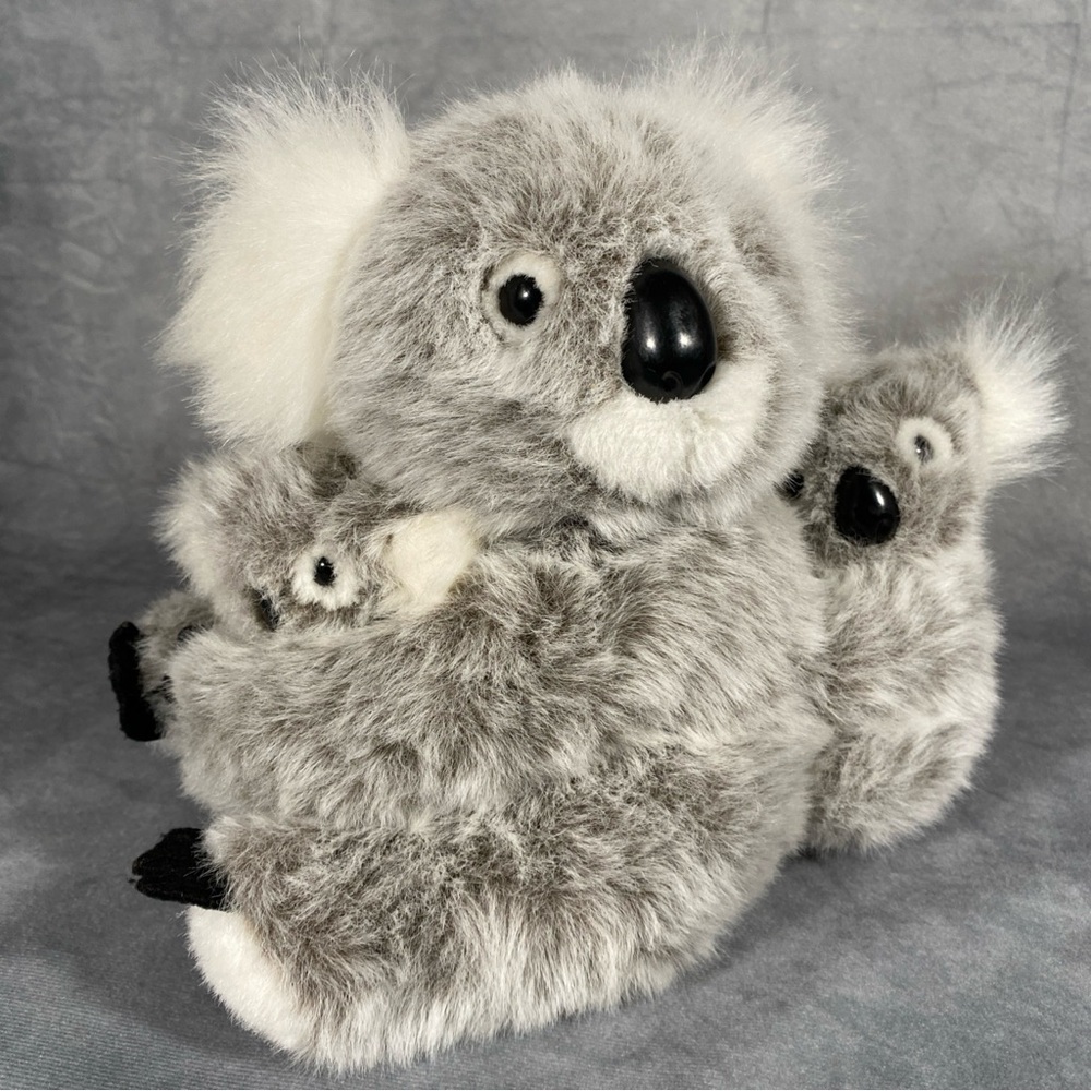 Ganz Vintage Kiwi Mommy Koala w 2 Babies 10" Plush Stuffed Animal Lovey 1994